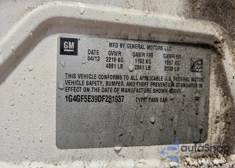 2013 Buick Lacrosse Premium z USA, uszkodzony, nr VIN 1G4GF5E39DF281937